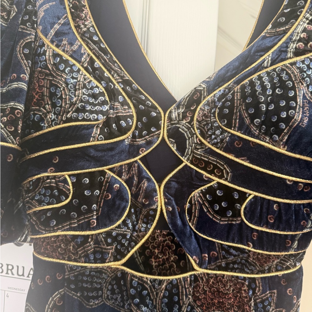 FARM Rio Navy and Gold Mini Dress - Picture 2 of 4